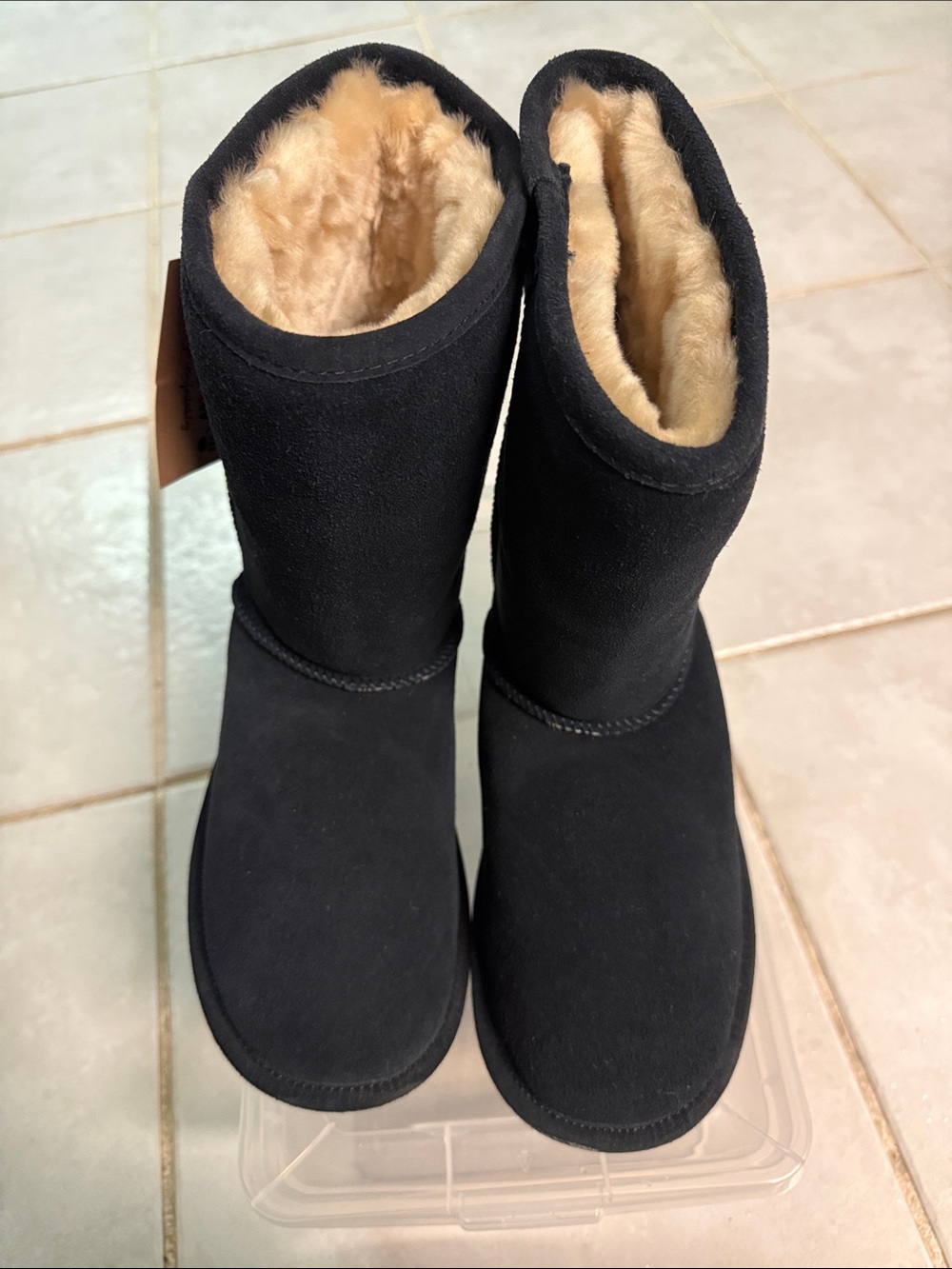 BearPaw Black Suede Shearling-Lined Winter Boots